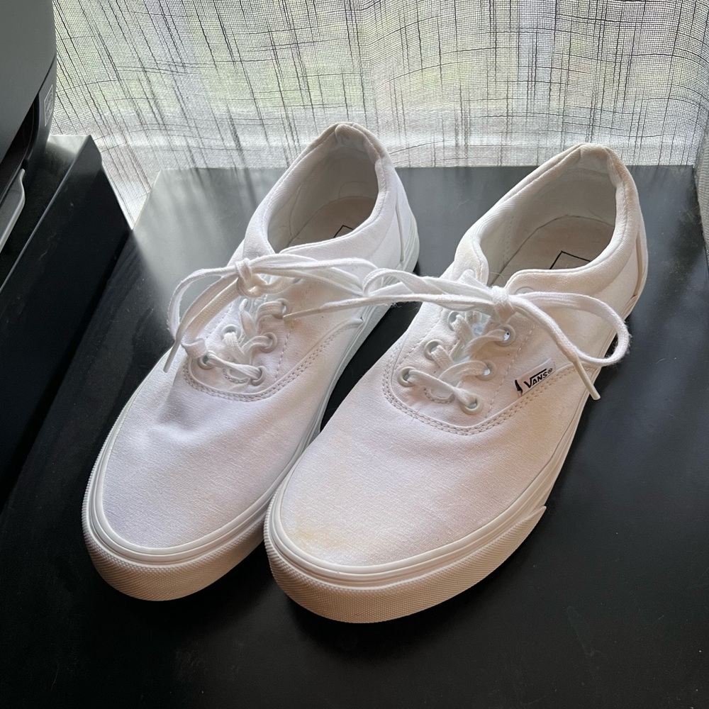 All white Vans lace up shoes women’s size 9.5